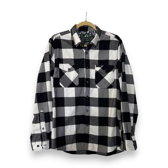 Retro Rifle Beetlejuice It's Showtime Flannel Shirt Mens Medium Black White - Picture 2 of 8